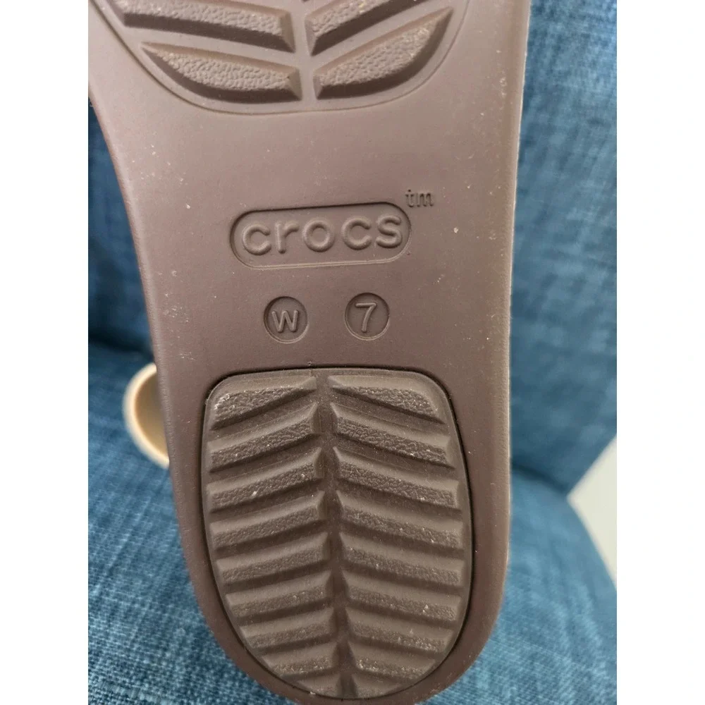Crocs LiteRide Brooklyn Low Wedge Sandal Beige Brown Cork Platform Womens 7